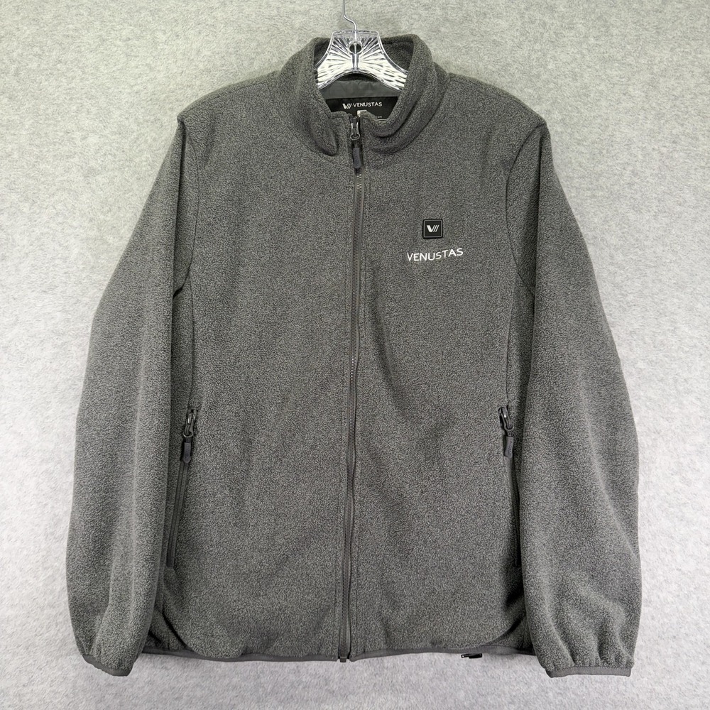 Venustas Heated Jacket Mens Medium Gray Fleece Full Zip Graphene Lined Thermal